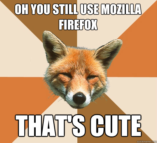 Oh you still use Mozilla FireFox that's cute  Condescending Fox