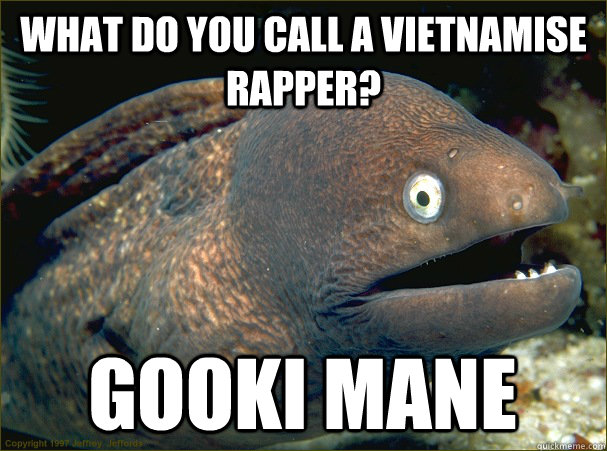 What do you call a Vietnamise rapper? Gooki Mane  Bad Joke Eel