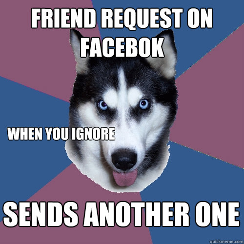 Friend request on facebok When you ignore Sends another one  Creeper Canine