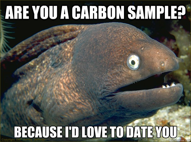 ARE YOU A CARBON SAMPLE? BECAUSE I'D LOVE TO DATE YOU  Bad Joke Eel