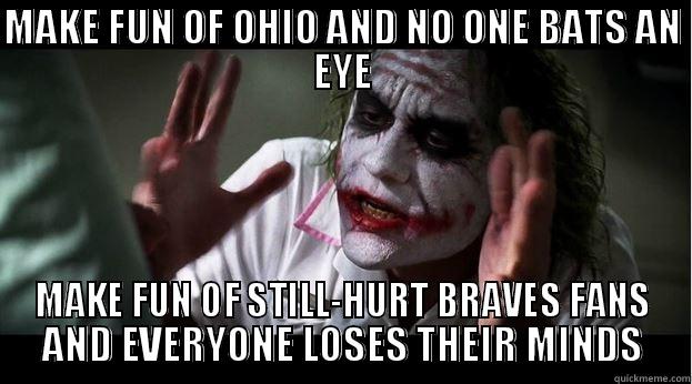 MAKE FUN OF OHIO AND NO ONE BATS AN EYE MAKE FUN OF STILL-HURT BRAVES FANS AND EVERYONE LOSES THEIR MINDS Joker Mind Loss