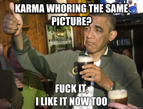 Karma whoring the same picture? Fuck it,
I like it now too  Upvoting Obama