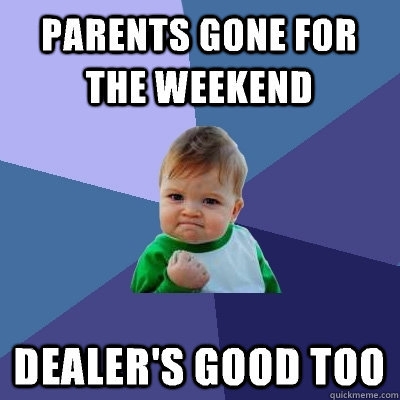 parents gone for the weekend Dealer's good too  Success Kid