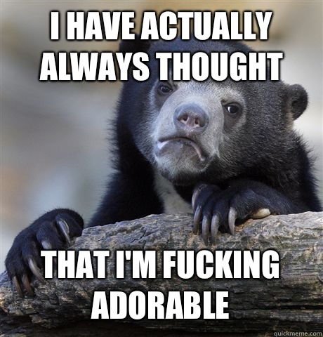 I HAVE ACTUALLY ALWAYS THOUGHT THAT I'M FUCKING ADORABLE  Confession Bear