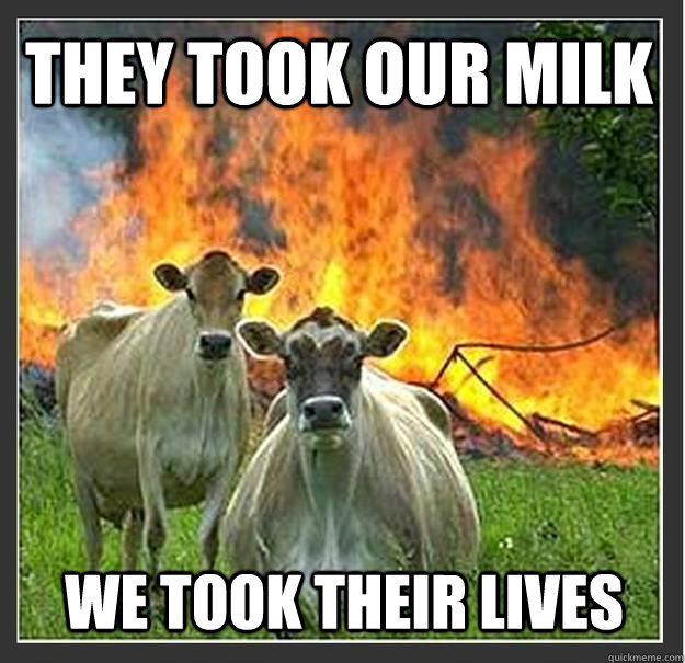 They took our milk We took their lives  Evil cows