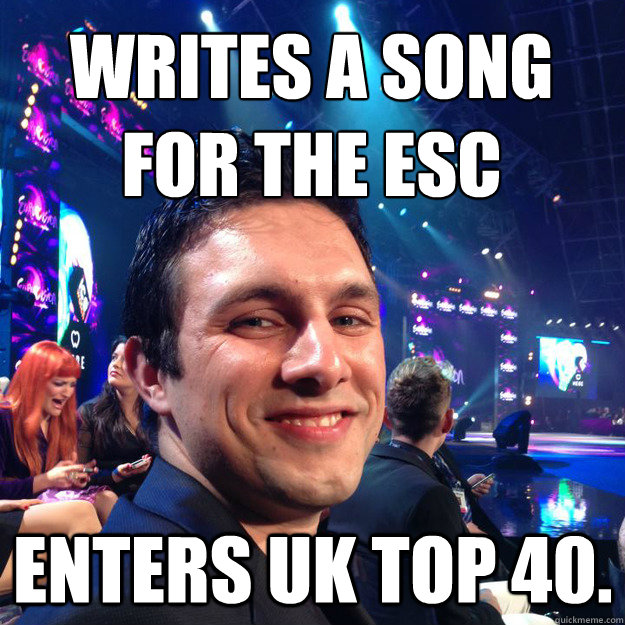 WRITES A SONG FOR THE ESC ENTERS uk TOP 40.  