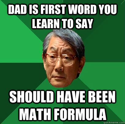 Dad is first word you learn to say should have been math formula  High Expectations Asian Father