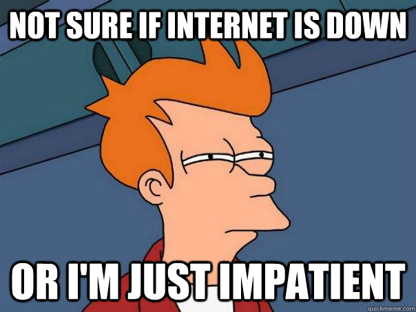 Not sure if internet is down Or I'm just impatient - Not sure if internet is down Or I'm just impatient  Futurama Fry