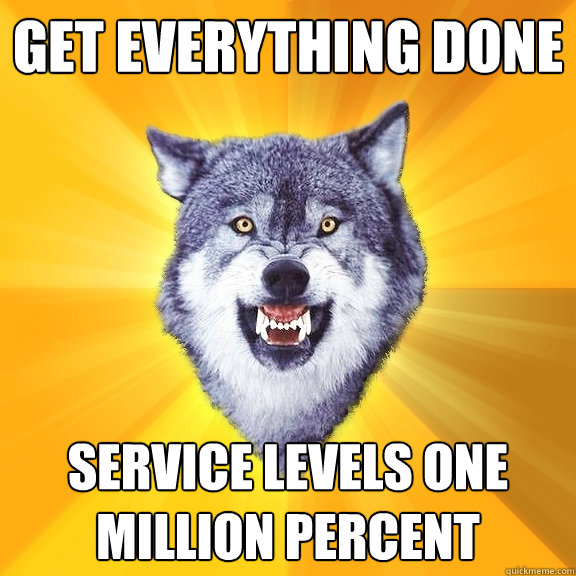 GET EVERYTHING DONE  SERVICE LEVELS ONE MILLION PERCENT  Courage Wolf