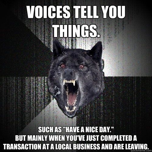 Voices tell you things. Such as 