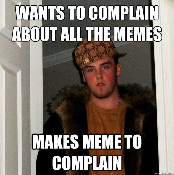 Wants to complain about all the memes Makes meme to complain - Wants to complain about all the memes Makes meme to complain  Scumbag Steve
