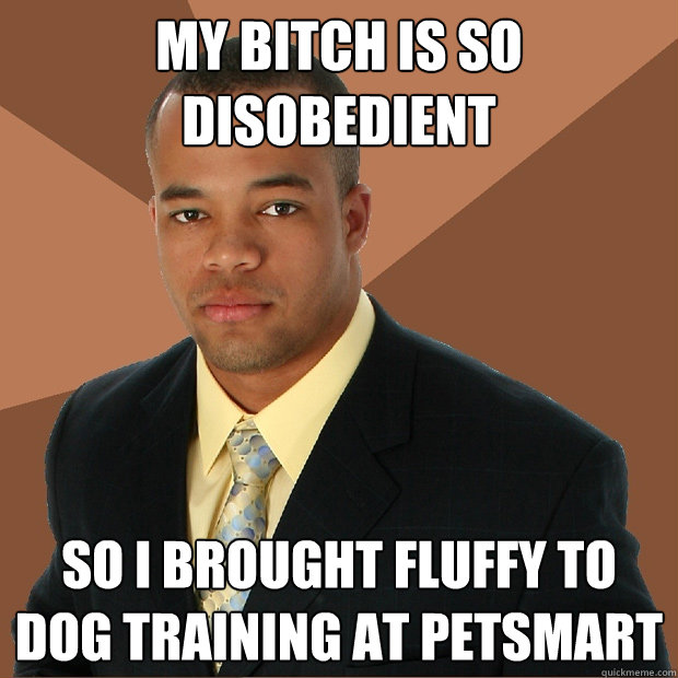 my bitch is so disobedient so i brought fluffy to dog training at petsmart  Successful Black Man