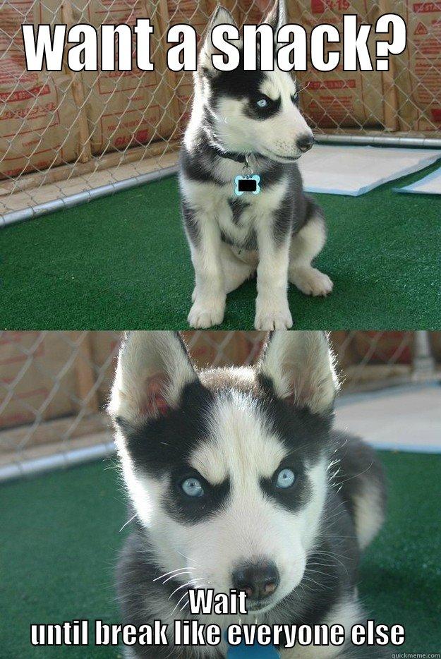 WANT A SNACK? WAIT UNTIL BREAK LIKE EVERYONE ELSE Insanity puppy