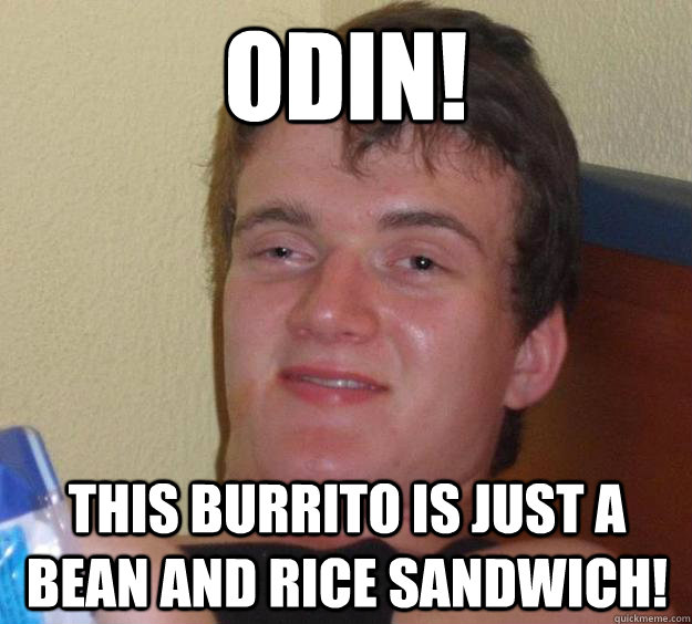 ODIn! this burrito is just a bean and rice sandwich!  10 Guy