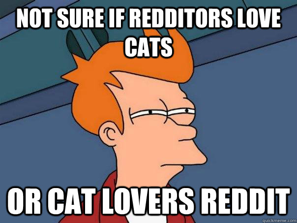 Not sure if Redditors love cats Or cat lovers reddit - Not sure if Redditors love cats Or cat lovers reddit  Futurama Fry