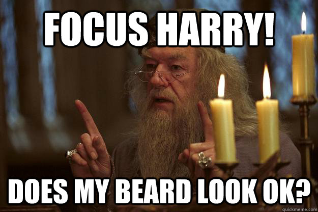 Focus Harry! Does my beard look ok?  Scumbag Dumbledore