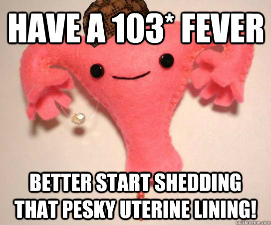 Have a 103* fever Better start shedding that pesky uterine lining!  Scumbag Uterus