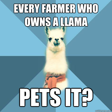 every farmer who owns a llama pets it?  Linguist Llama