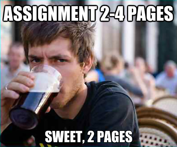 Assignment 2-4 pages Sweet, 2 pages  Lazy College Senior