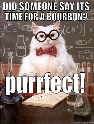 DID SOMEONE SAY ITS TIME FOR A BOURBON? PURRFECT! Chemistry Cat