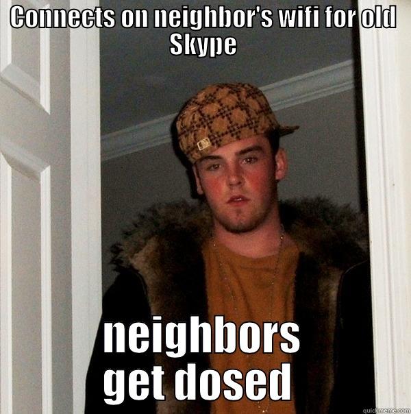 CONNECTS ON NEIGHBOR'S WIFI FOR OLD SKYPE NEIGHBORS GET DOSED  Scumbag Steve