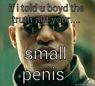 IF I TOLD U BOYD THE TRUTH ABT YOUR.... SMALL PENIS  Matrix Morpheus