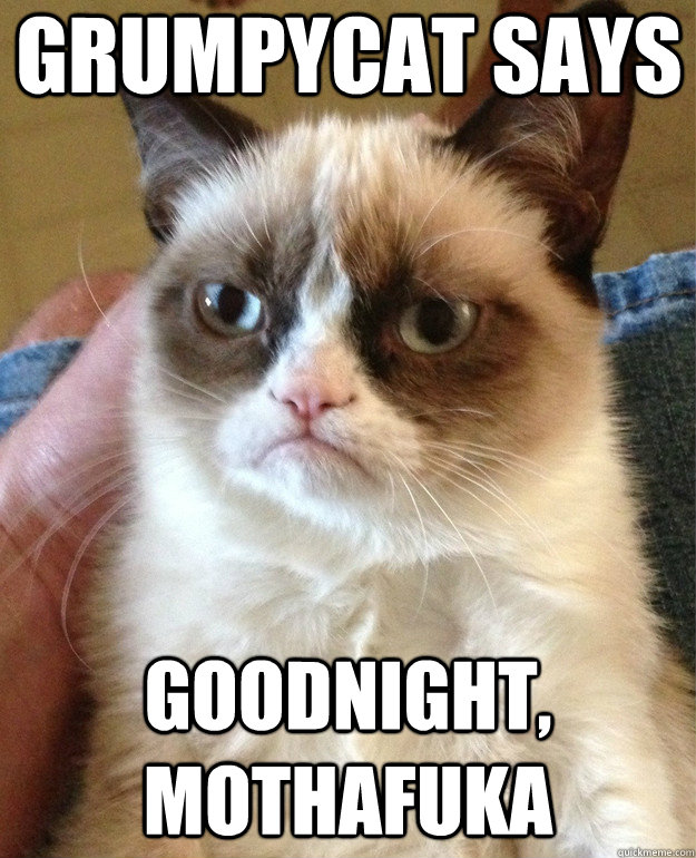 grumpycat says Goodnight, mothafuka  Grumpy Cat