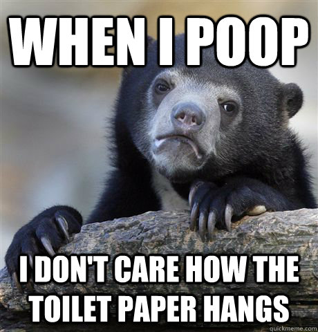 When I poop I don't care how the toilet paper hangs  Confession Bear