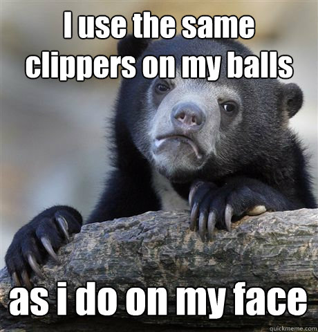 I use the same clippers on my balls as i do on my face  - I use the same clippers on my balls as i do on my face   Confession Bear