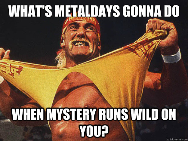 what's metaldays gonna do when mystery runs wild on you?  Hulk Hogan Flyers