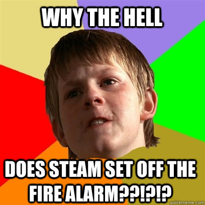 Why the hell Does steam set off the fire alarm??!?!?  Angry School Boy