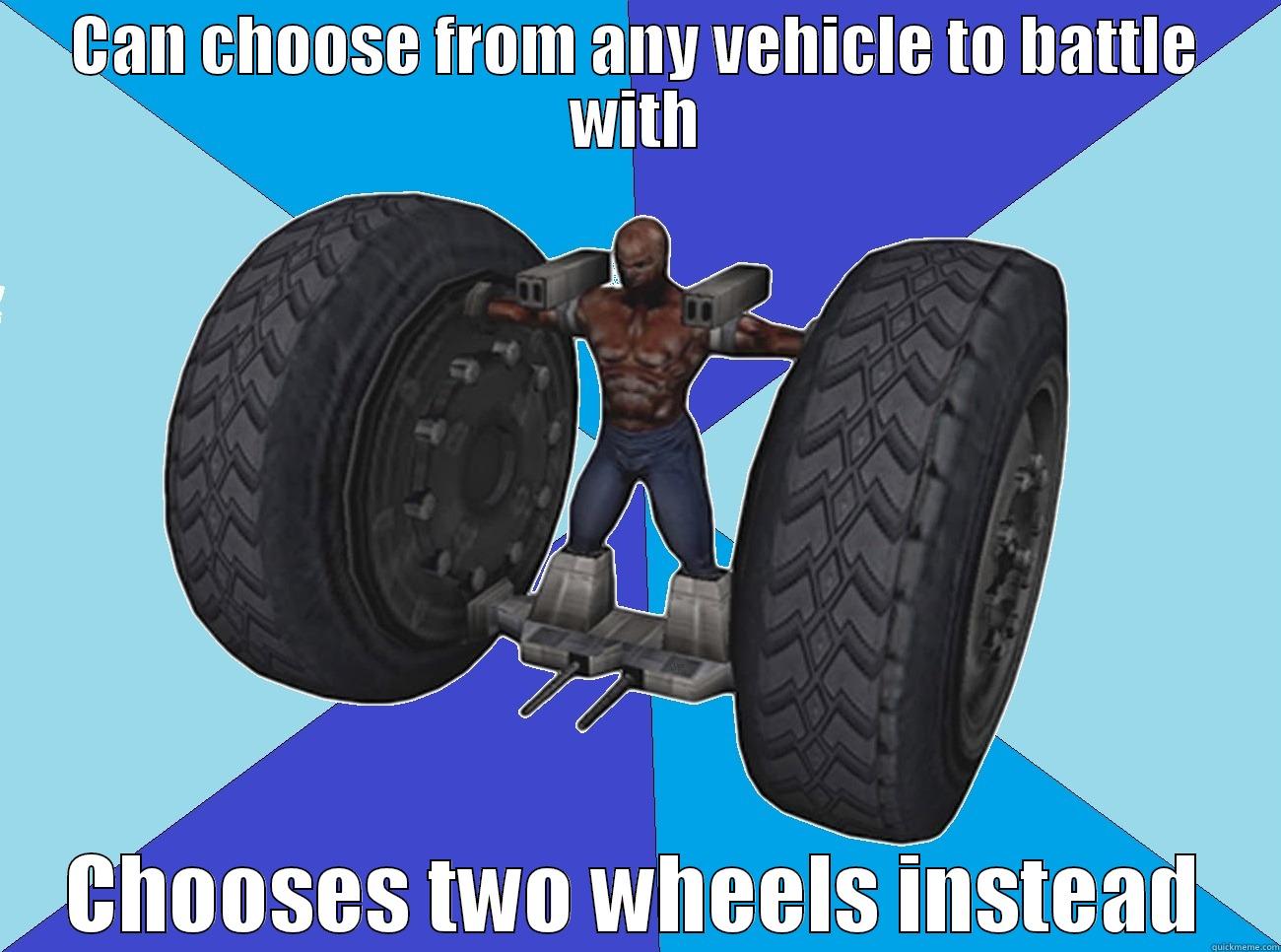 Twisted Metal Logic - CAN CHOOSE FROM ANY VEHICLE TO BATTLE WITH CHOOSES TWO WHEELS INSTEAD Misc