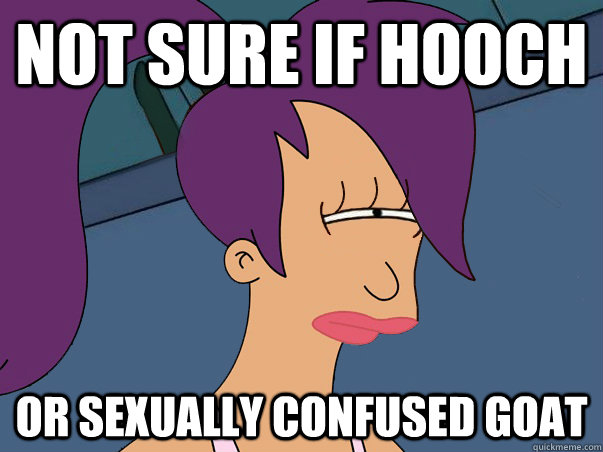 Not sure if hooch Or sexually confused goat  Leela Futurama