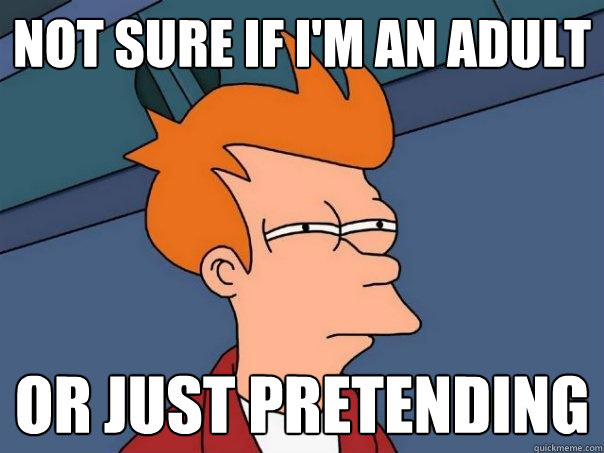 Not sure if I'm an adult or just pretending - Not sure if I'm an adult or just pretending  Futurama Fry