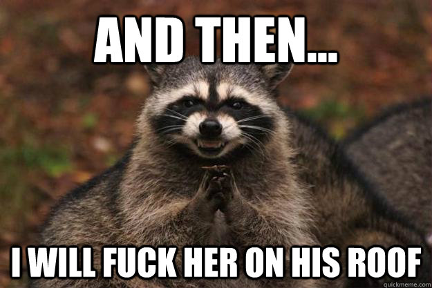 And then... I will fuck her on his roof - And then... I will fuck her on his roof  Evil Plotting Raccoon