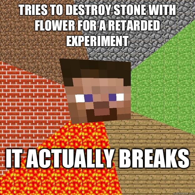 Tries to destroy stone with flower for a retarded experiment  It actually breaks  Minecraft