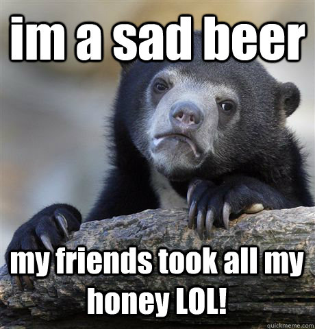 im a sad beer my friends took all my honey LOL!  Confession Bear