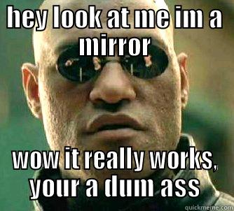 HEY LOOK AT ME IM A MIRROR WOW IT REALLY WORKS, YOUR A DUM ASS Matrix Morpheus