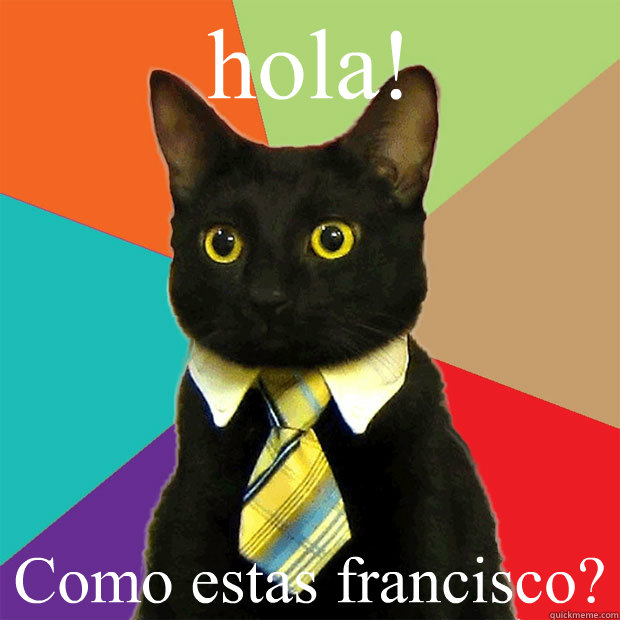 hola! Como estas francisco?  Business Cat