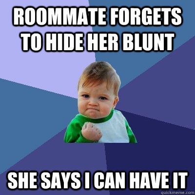 Roommate forgets to hide her blunt She says I can have it  Success Kid