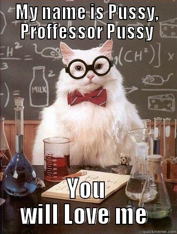 MY NAME IS PUSSY, PROFFESSOR PUSSY YOU WILL LOVE ME  Chemistry Cat