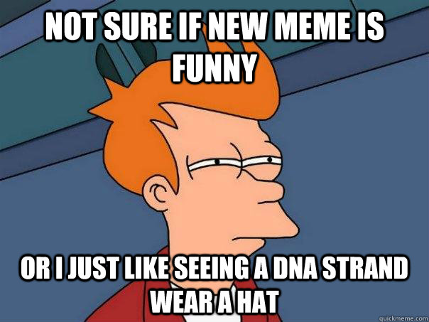 Not sure if new meme is funny Or I just like seeing a DNA strand wear a hat  Futurama Fry