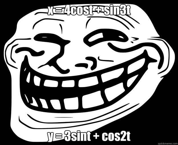 x = 4cost + sin3t y = 3sint + cos2t  Trollface