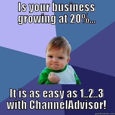 Let's Grow That Business - IS YOUR BUSINESS GROWING AT 20%... IT IS AS EASY AS 1..2..3 WITH CHANNELADVISOR! Success Kid