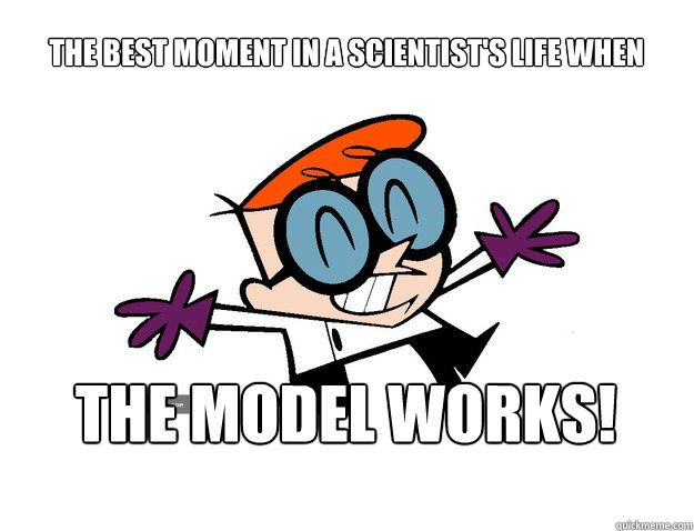 The best moment in a scientist's life when The model works!  