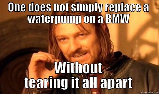 ONE DOES NOT SIMPLY REPLACE A WATERPUMP ON A BMW WITHOUT TEARING IT ALL APART Boromir