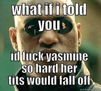 WHAT IF I TOLD YOU ID FUCK YASMINE SO HARD HER TITS WOULD FALL OFF Matrix Morpheus