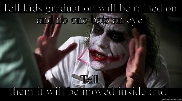 TELL KIDS GRADUATION WILL BE RAINED ON AND NO ONE BATS AN EYE TELL THEM IT WILL BE MOVED INSIDE AND EVERYONE LOSES THEIR MIND Joker Mind Loss