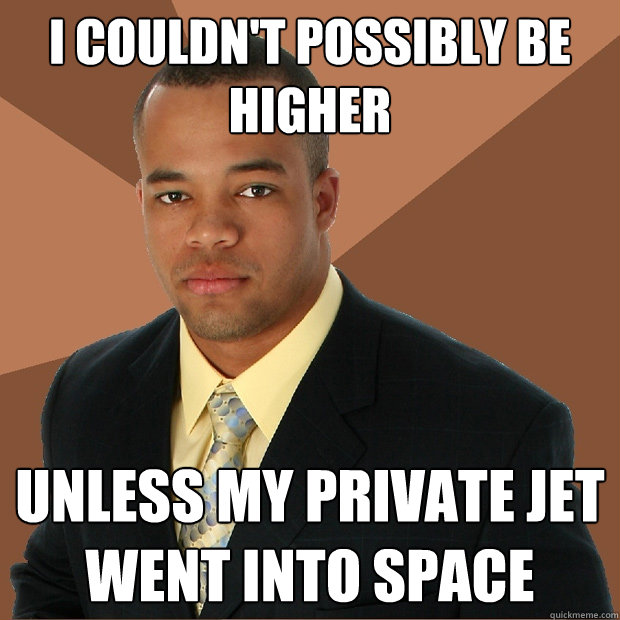 i couldn't possibly be higher unless my private jet went into space  Successful Black Man