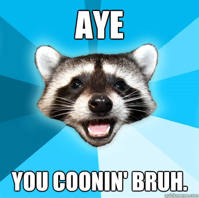 Aye  You coonin' bruh. - Aye  You coonin' bruh.  Lame Pun Coon